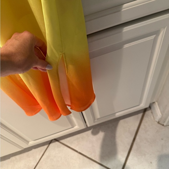 Express Pink and Yellow Midi Sundress Spaghetti Strap - Picture 4 of 5